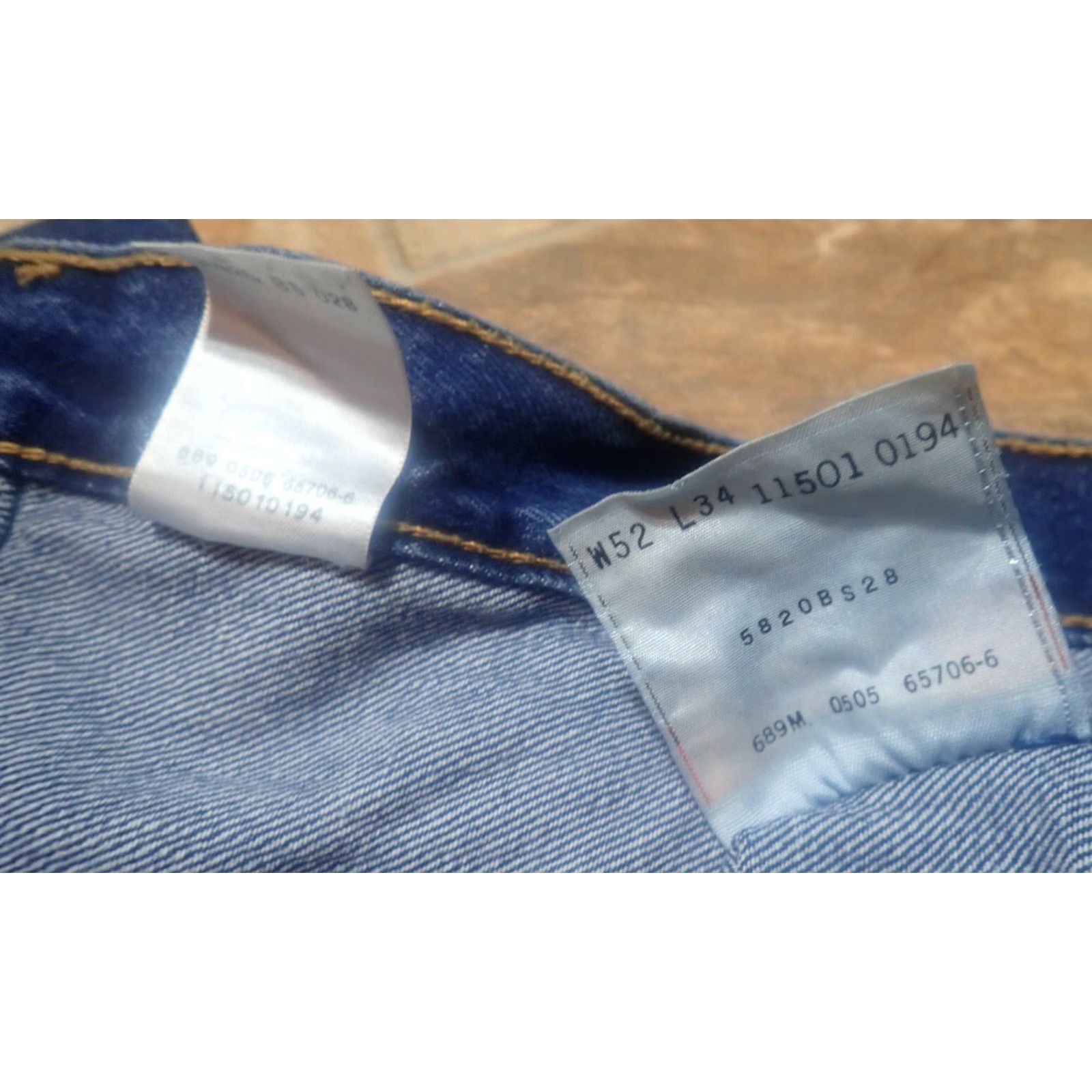 Levi's Levi's 501 Original Fit Jeans Big & Tall Adult Size 52x32 Regular High Rise Dark Blue Cotton Denim Men's Size US 36 / EU 52 - 5 Thumbnail