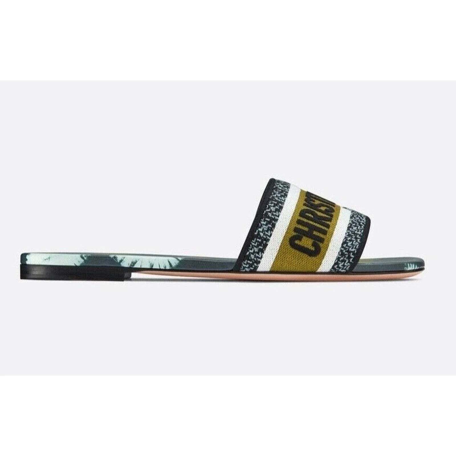Dior Dway Tie Dye Embroidered Logo Slide Mule Flat Sandal 40 Size US 10 / IT 40 - 5 Thumbnail