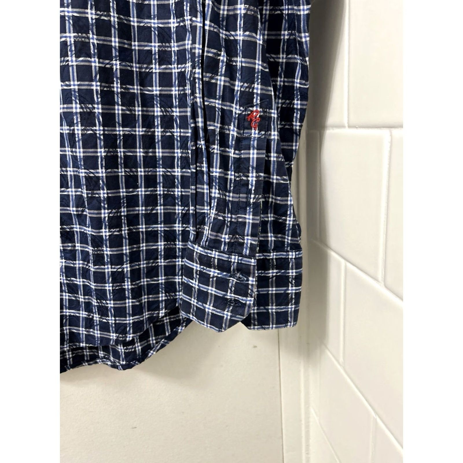 Robert Graham Robert Graham Shirt Mens M Navy Blue Plaid Paisley Button-Down Cotton Long Sleeve Size US M / EU 48-50 / 2 - 6 Thumbnail