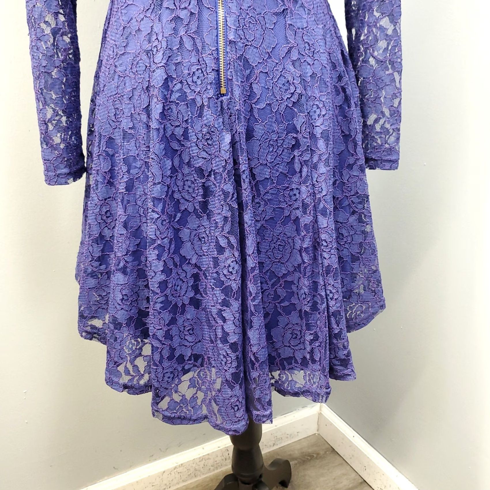 Vintage Altar'd State Dress Womens M Purple Fit Flare Women Lace Overlay Floral Back Zip Size M / US 6-8 / IT 42-44 - 6 Thumbnail