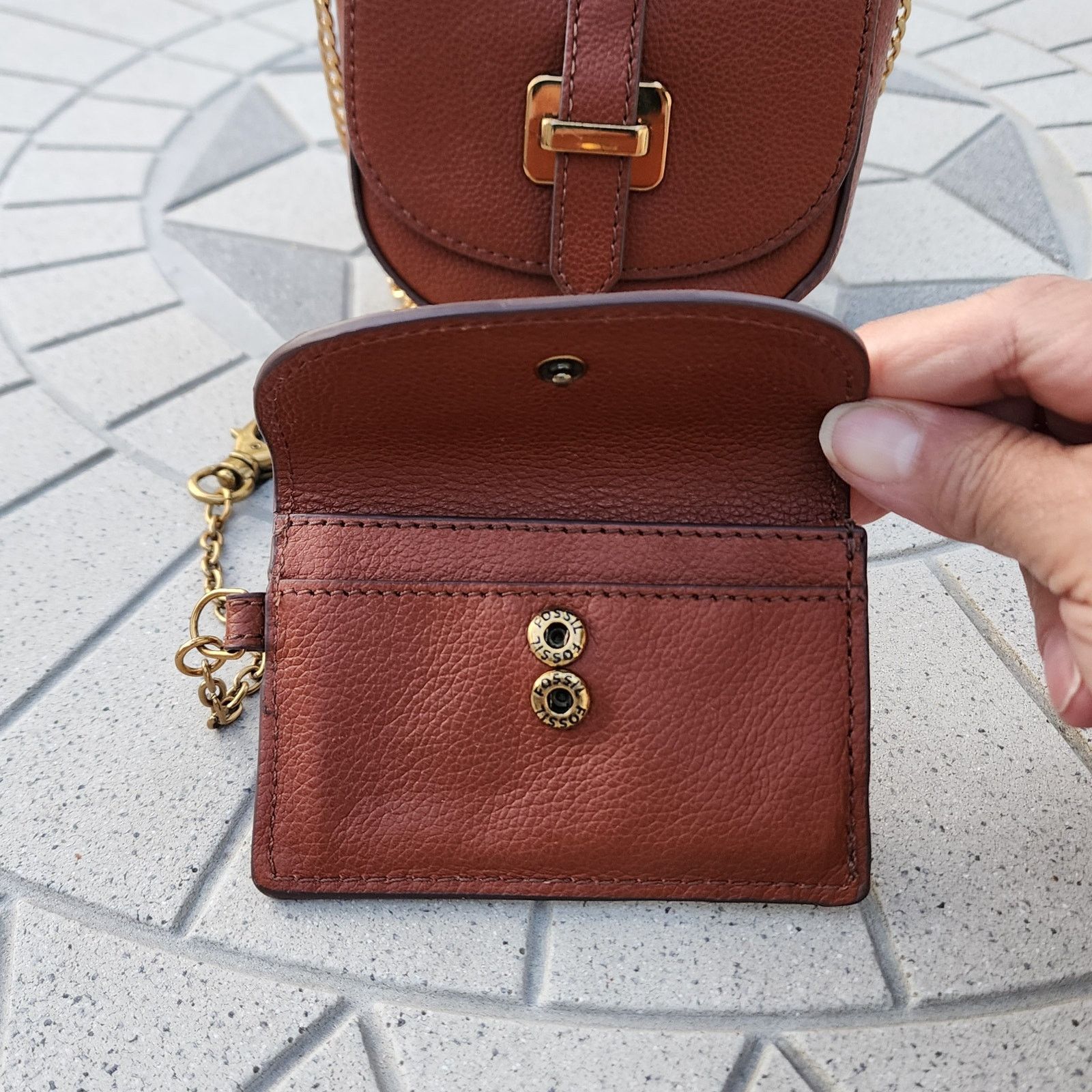 Fossil Fossil Emery Genuine Leather Micro Crossbody Bag Wallet Set Size ONE SIZE - 13 Thumbnail