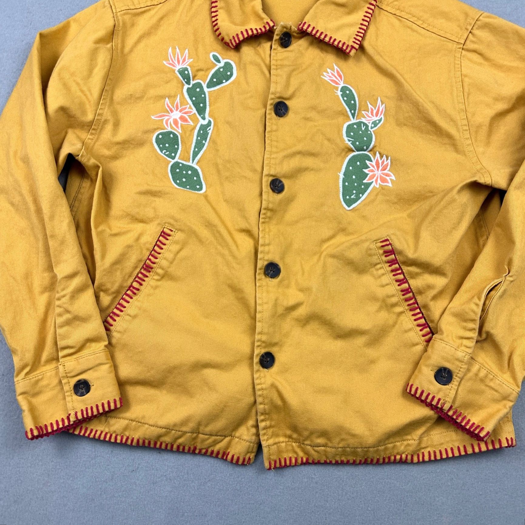Pacsun PacSun Jacket Men Small Yellow Mustard Cactus Embroidered Button Up Canvas Windbreaker Size US S / EU 44-46 / 1 - 3 Thumbnail