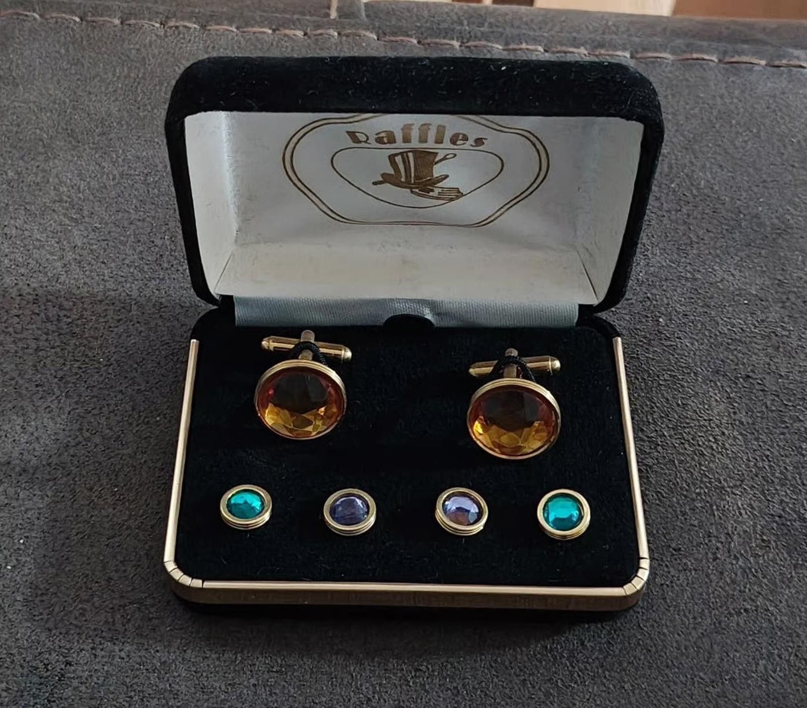 Other 1960 Raffles Cufflinks shirt studs with faceted color stones Size ONE SIZE - 4 Thumbnail