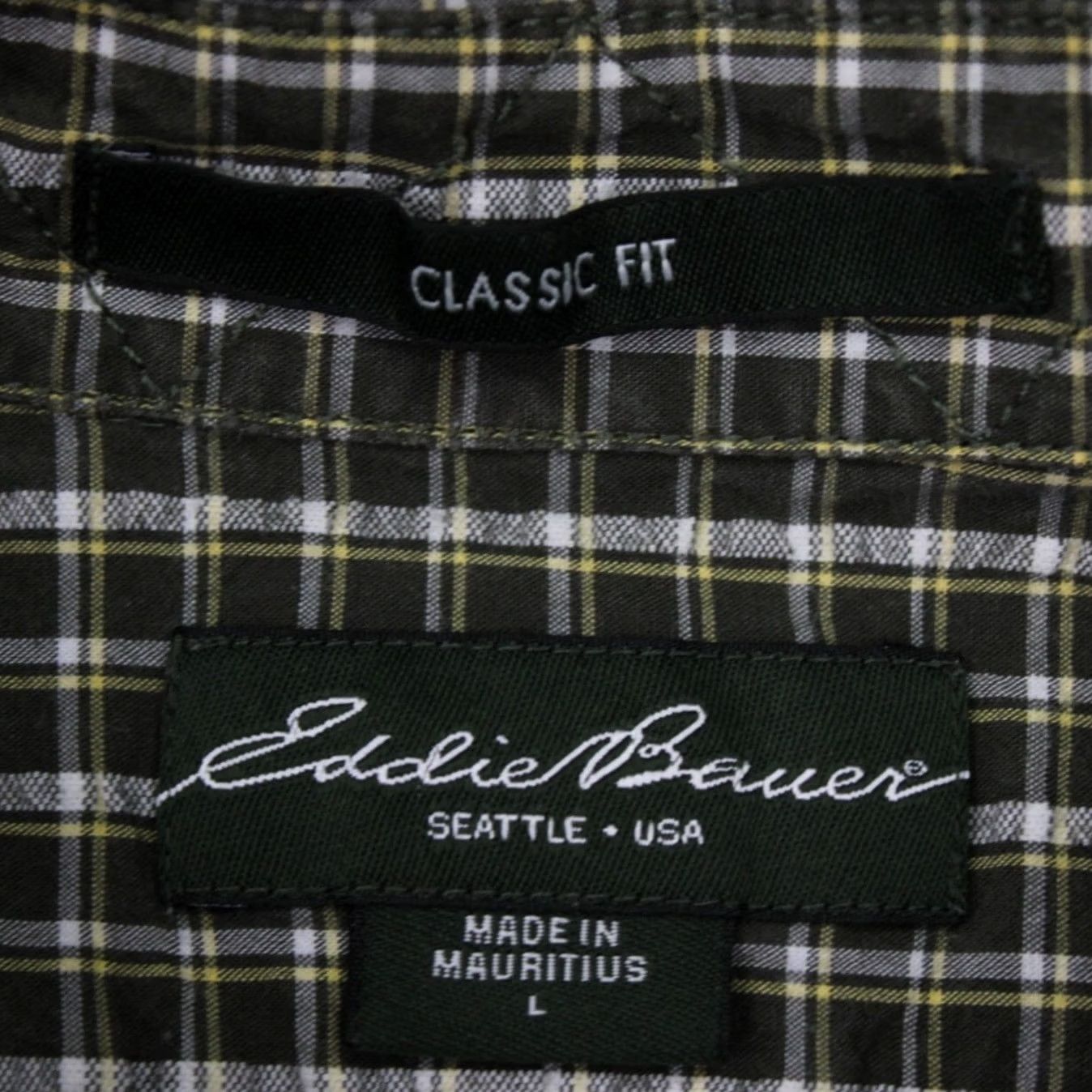 Eddie Bauer Eddie Bauer Shirt Men Large Green/Yellow/White Plaid Button-Up Short Sleeve Vintage No Size US L / EU 52-54 / 3 - 7 Thumbnail