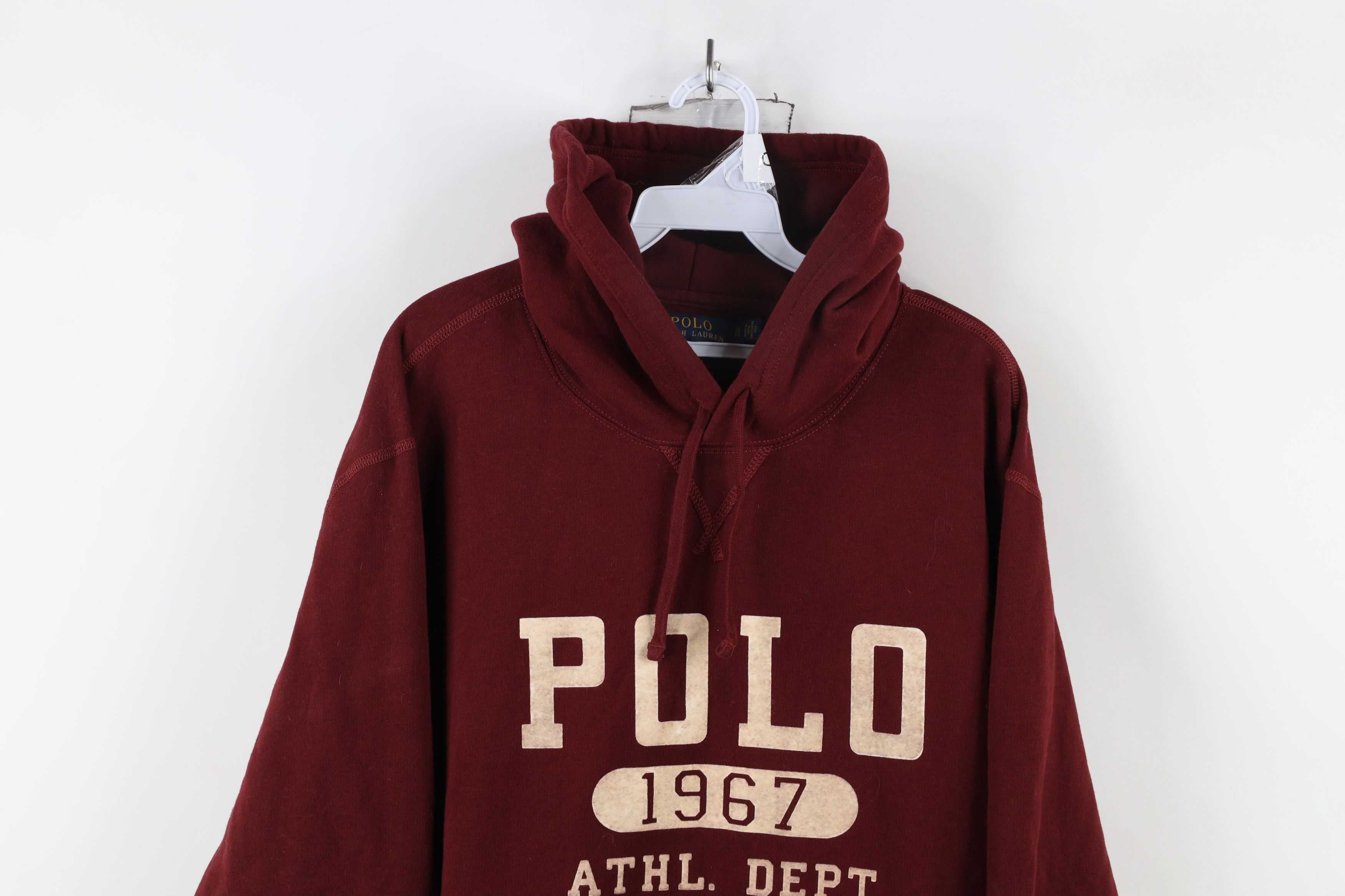 Ralph Lauren × Vintage Vintage Ralph Lauren Spell Athletic Department Hoodie Red Size US XL / EU 56 / 4 - 2 Thumbnail
