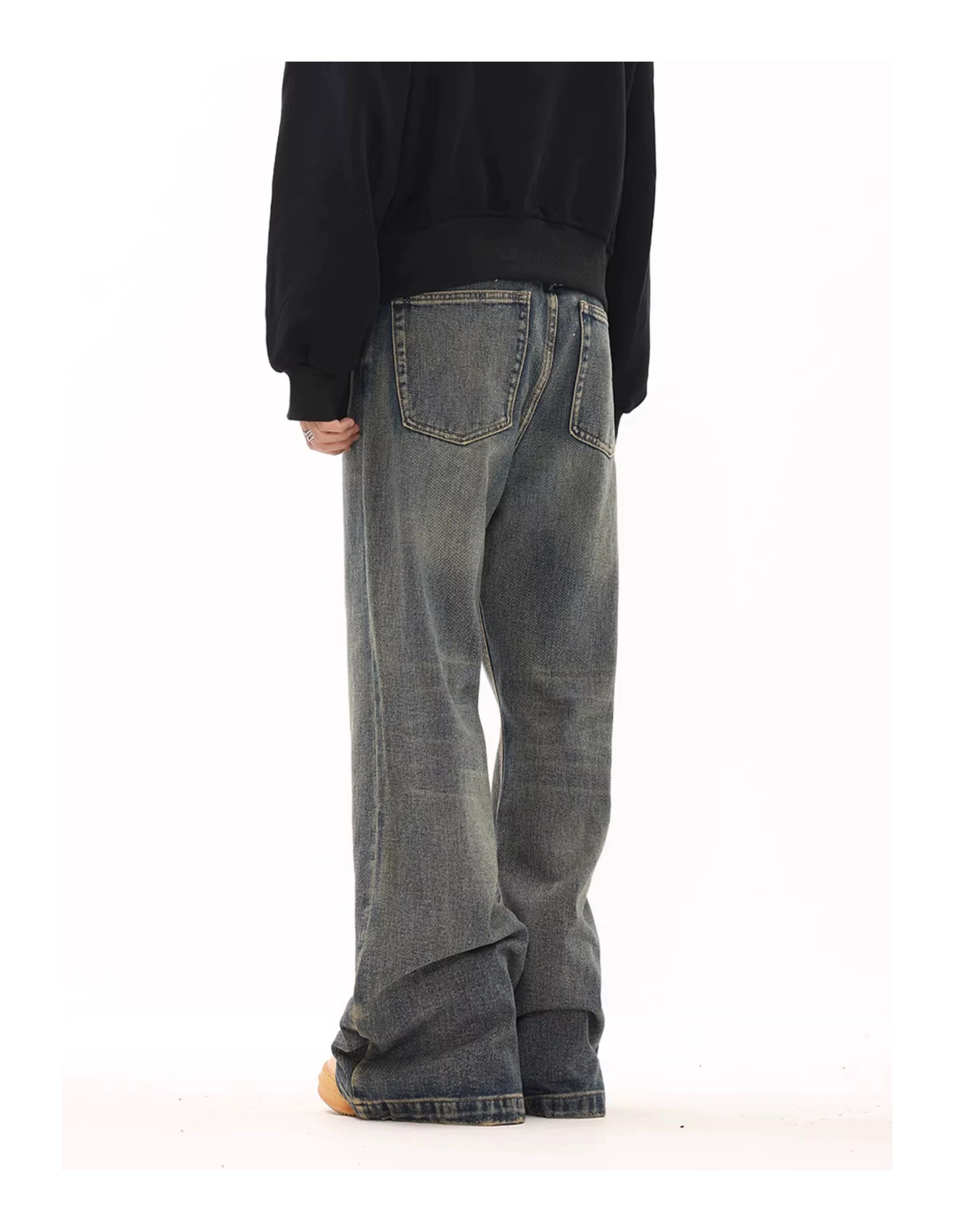 washed faded rock yuppie flared jeans