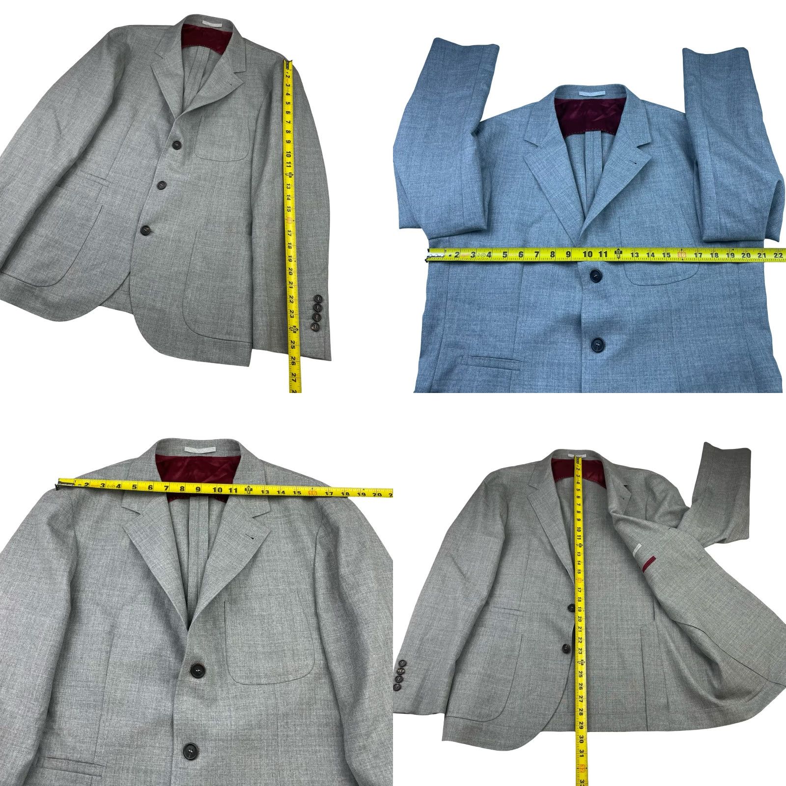 Brunello Cucinelli Brunello Cucinelli Blazer Men’s 42R Gray Wool Blend Unstructured 3-Button Double Vented 4-Button Cuff Notch Lapel Jacket Coat Regular Size Mens Size 42R - 8 Thumbnail