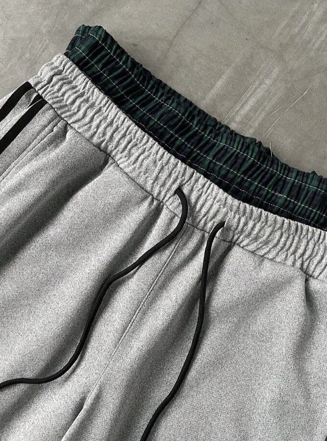 Japanese Brand Wide Leg Track Pants - Double Waistband Plaid Detail Size US 29 - 3 Thumbnail