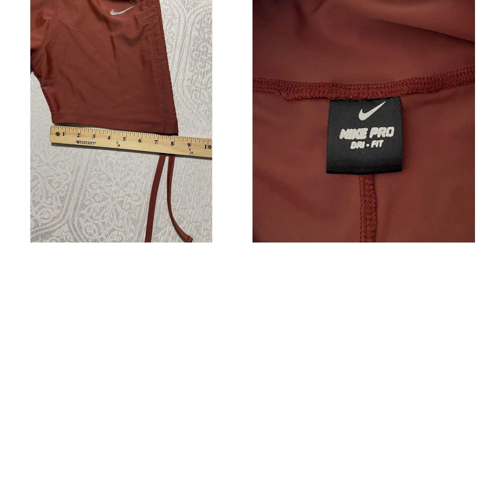 Nike Nike Pro Dri-Fit Biker Shorts Womens XS Rust Orange Ruched Sides High Waisted/Compression Shaping Size 26" / US 2 / IT 38 - 8 Thumbnail
