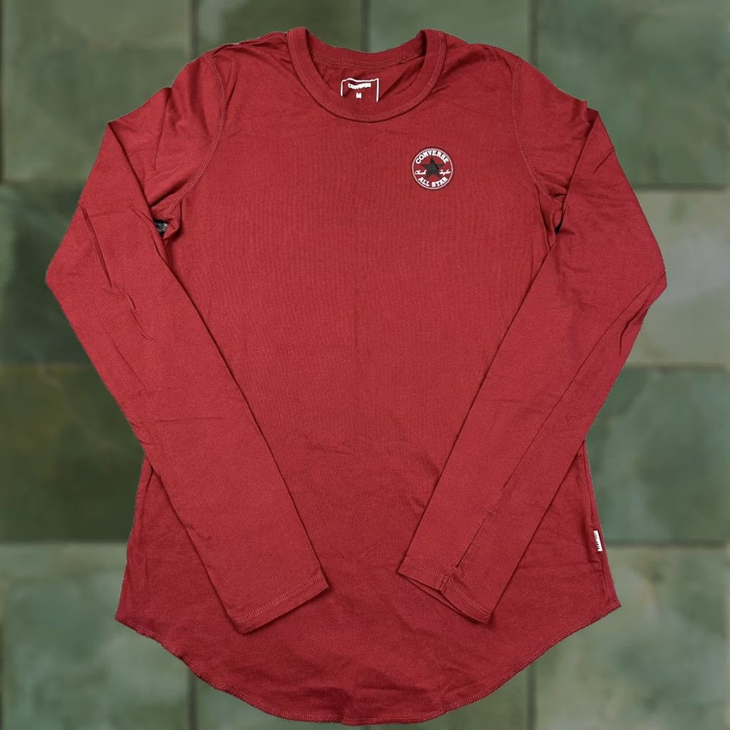 Converse Converse Logo Graphic Modern Shirt Juniors M Long Sleeve Red Cotton 100% Stretch Fit Womens Size M / US 6-8 / IT 42-44 - 1 Thumbnail