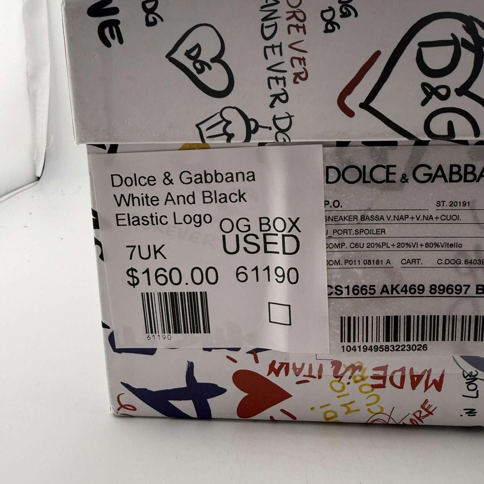Dolce & Gabbana Dolce & Gabbana White and Black Sneakers 7UK Used with Box Size US 8 / EU 41 - 9 Thumbnail