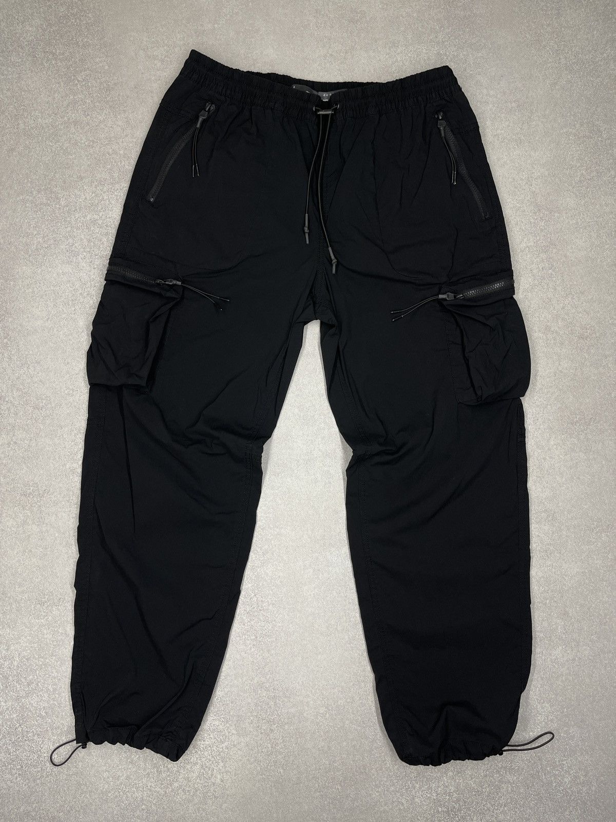 Primark Mens Primark Nylon Cargo Pants Black Parachute Multipocket Size US 34 / EU 50 - 2 Thumbnail