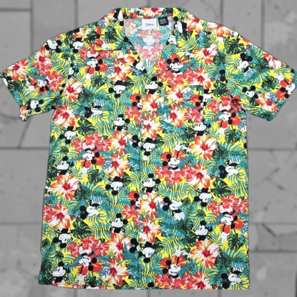 Disney Mickey Disney Mens Hawaiian Shirt S Floral Multicolor Tropical Camp Safari Size US S / EU 44-46 / 1 - 1 Thumbnail