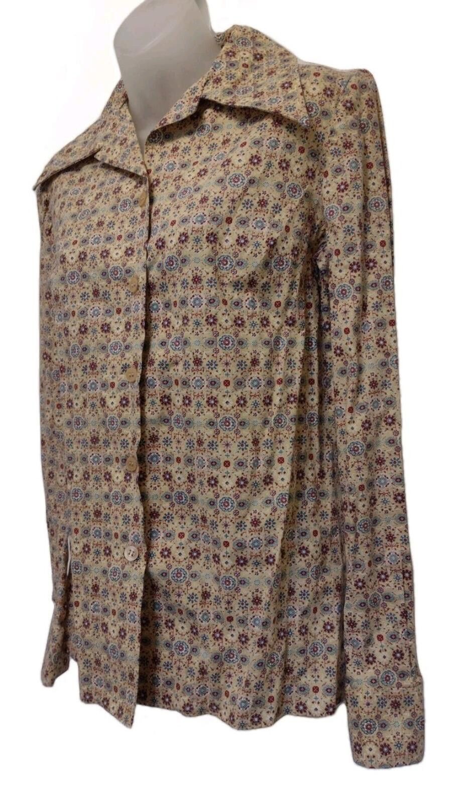 Handmade VTG 70s Handmade Calico Floral Pearlized Button Blouse M Size M / US 6-8 / IT 42-44 - 2 Thumbnail