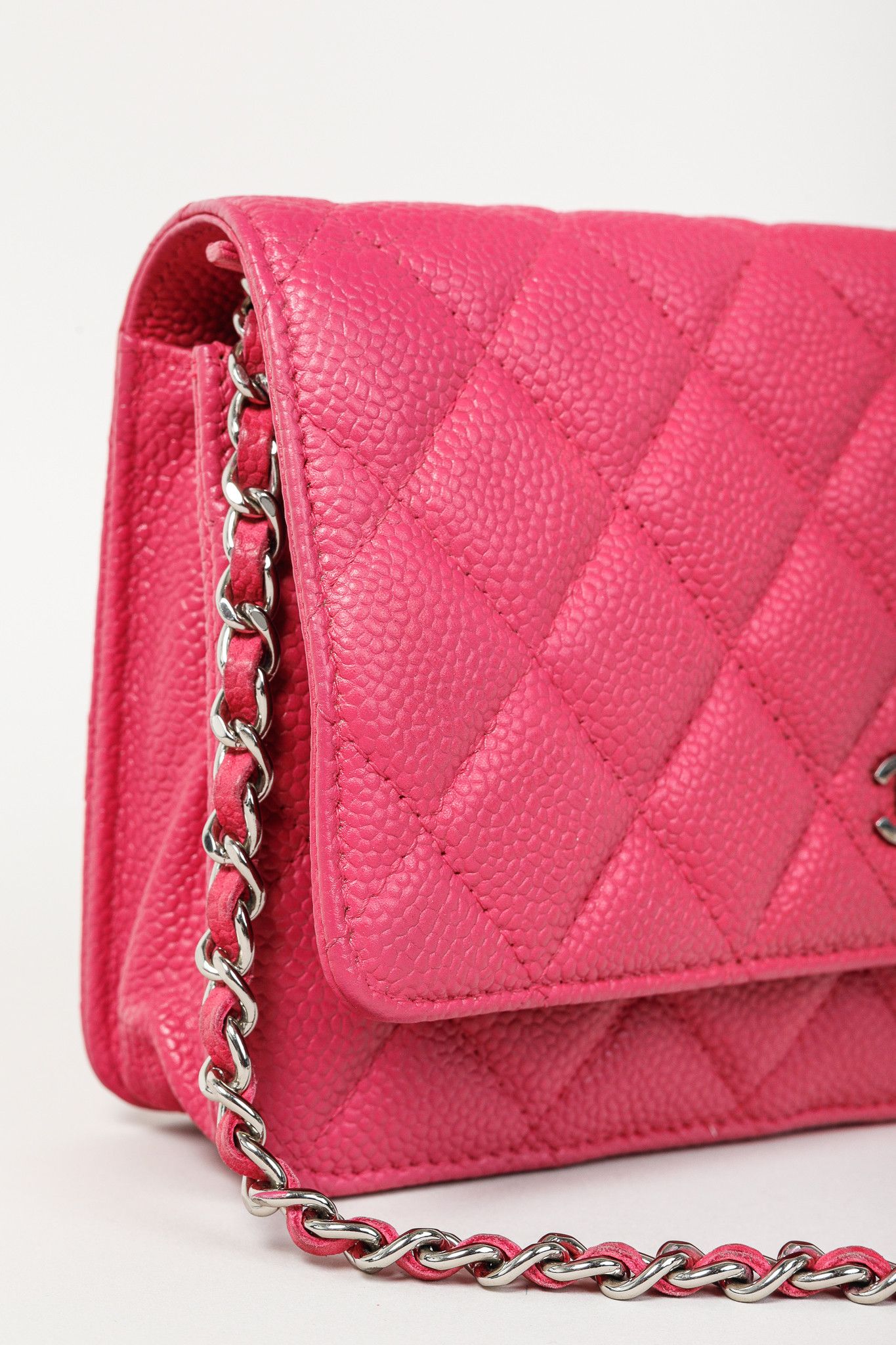 Chanel Chanel Silver Strap Pink Magenta Caviar Wallet-on-Chain Size ONE SIZE - 7 Thumbnail
