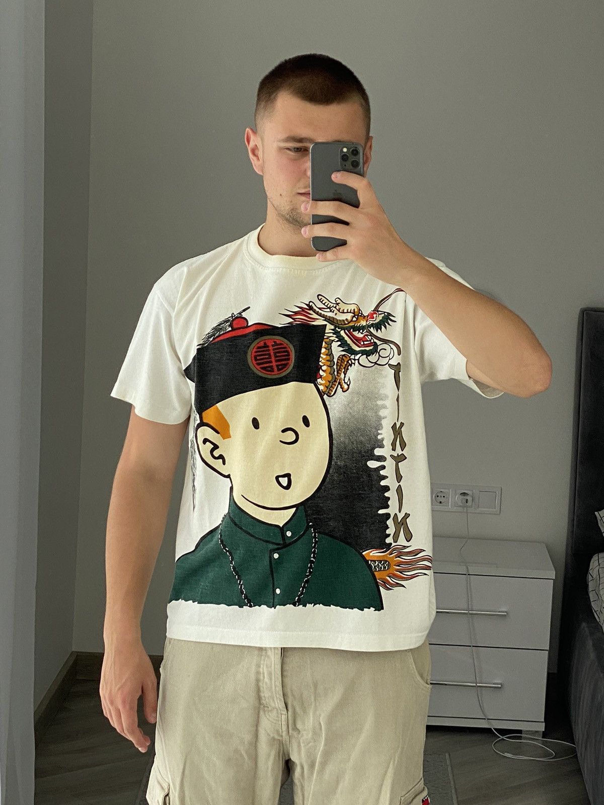 Cartoon Network × Vintage Rare Vintage Herges Tintin Big Printed Tshirt Size US M / EU 48-50 / 2 - 2 Thumbnail