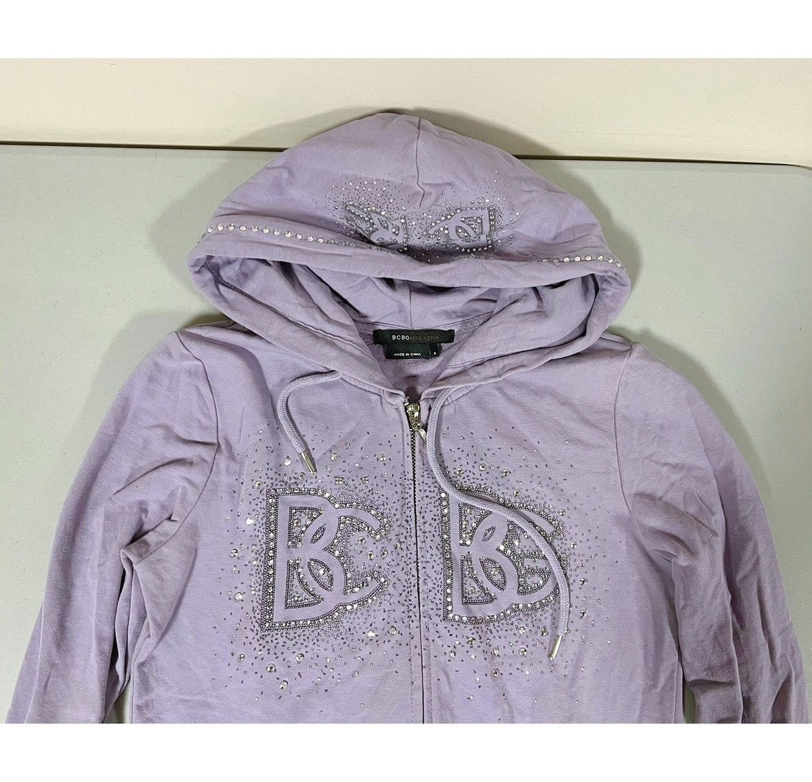 Bcbgmaxazria Purple ‘BCBG’ Diamond Logo Zipper Sweatshirt Hoodie Size S💜✨ Size S / US 4 / IT 40 - 3 Thumbnail