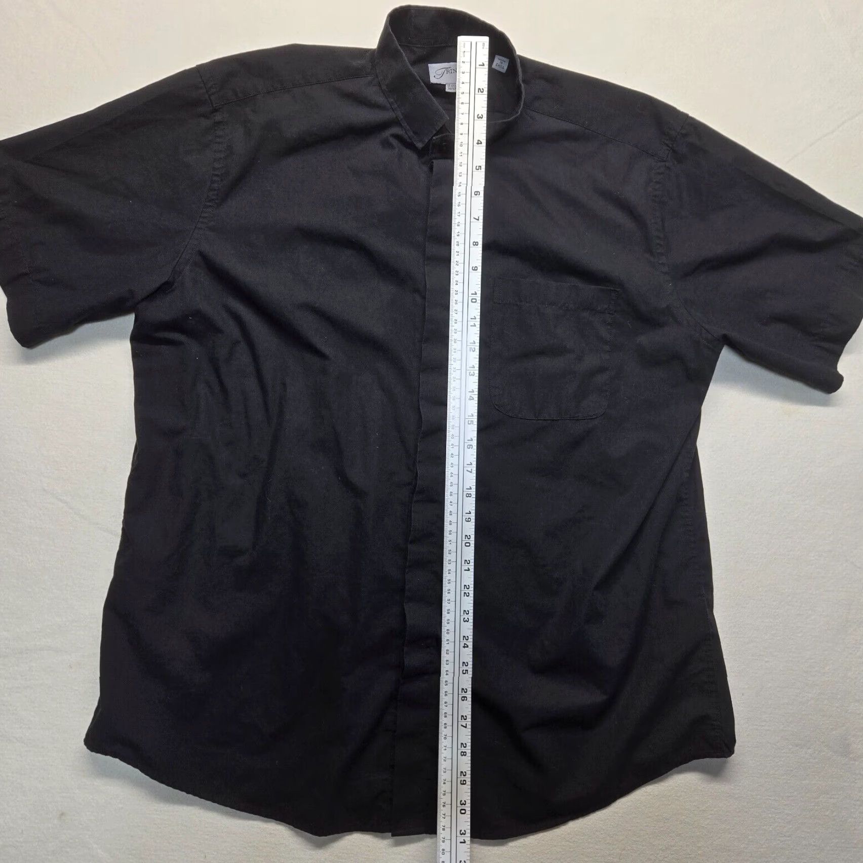 Roar Roar Solid Black Button-Down Dress Shirt Long Sleeve Men 17.5 17 36/37 Adult Shirt Trinity Size US XL / EU 56 / 4 - 7 Thumbnail