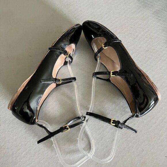 Miu Miu Miu Miu Patent Leather Triple Strap Mary Jane Flats Size US 7 / IT 37 - 5 Thumbnail
