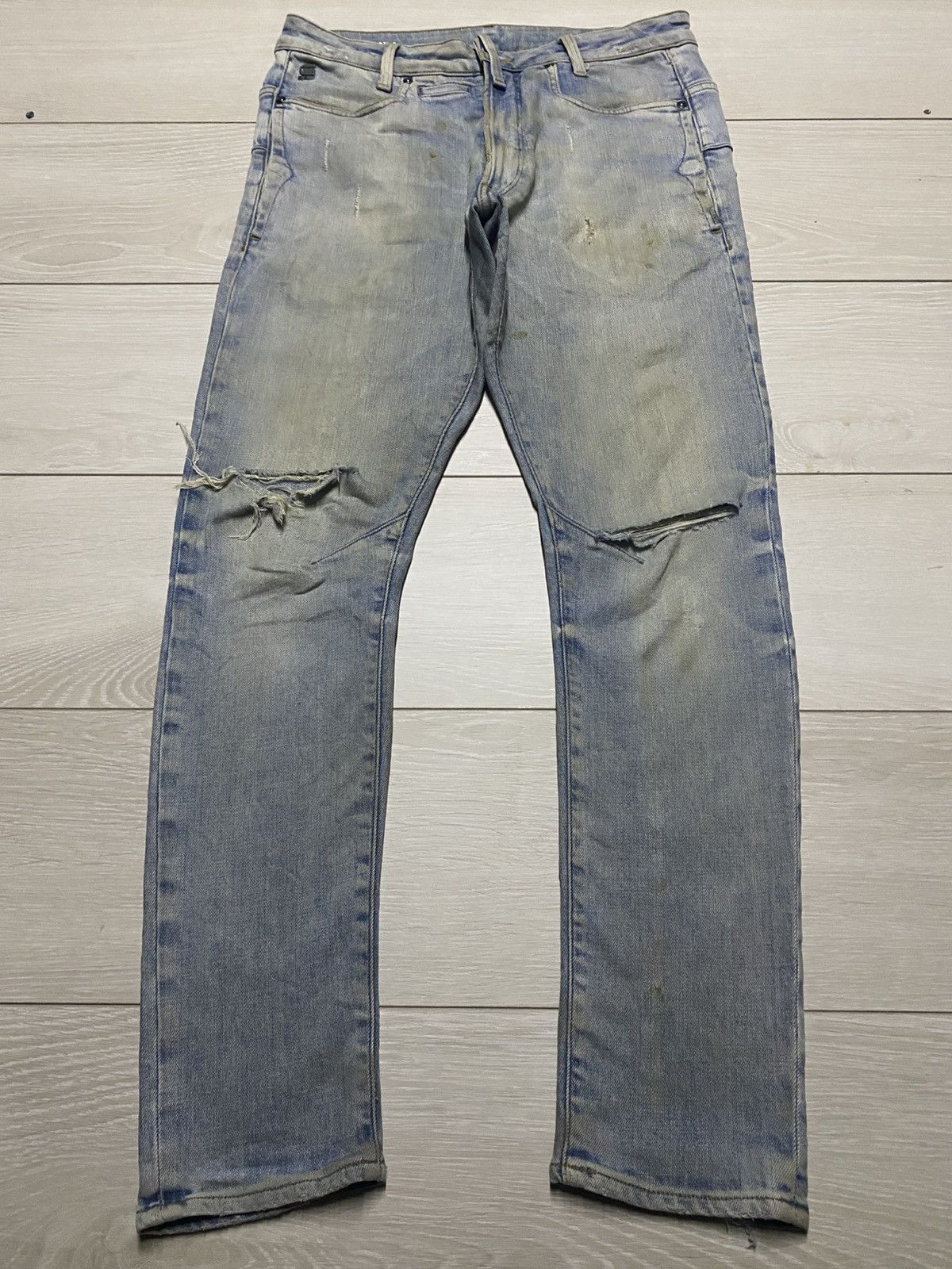 Raw State G Star Raw Multi Pocket Dirty Distressed Skinny Jeans Size US 31 - 1 Thumbnail