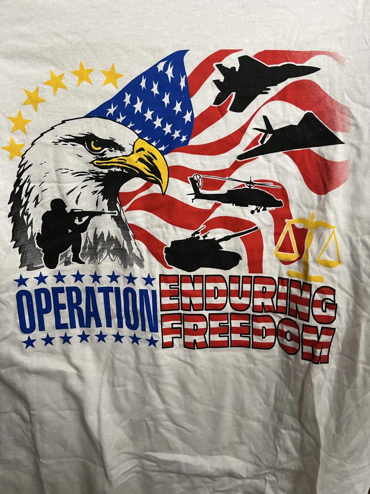 Fruit Of The Loom Operation Enduring Freedom T-shirt Bald Eagle War Tee - L Size US L / EU 52-54 / 3 - 3 Thumbnail