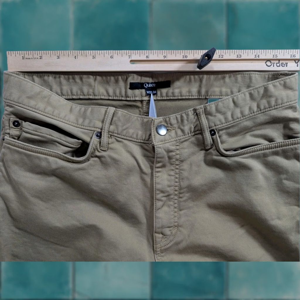 Quince Quince Mens Pants 32x34 Tan Khaki Traveler 5 Pocket Stretch EUC Jeans Be beige 33 Inseam Details: Travel Mens Regular Front Flat Pocket Stretch] Size US 32 / EU 48 - 1 Thumbnail