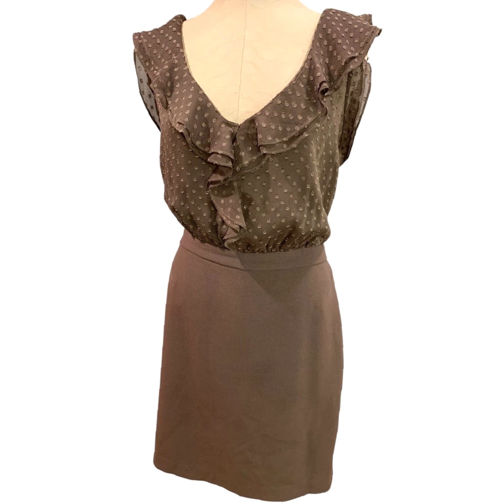 Loft VINTAGE LOFT Dress Brown Sleeveless Bodice Size 12 Women Knee Length Bodice Dress LOFT Brown Sleeveless Bodice 12 Women Size XL / US 12-14 / IT 48-50 - 2 Thumbnail
