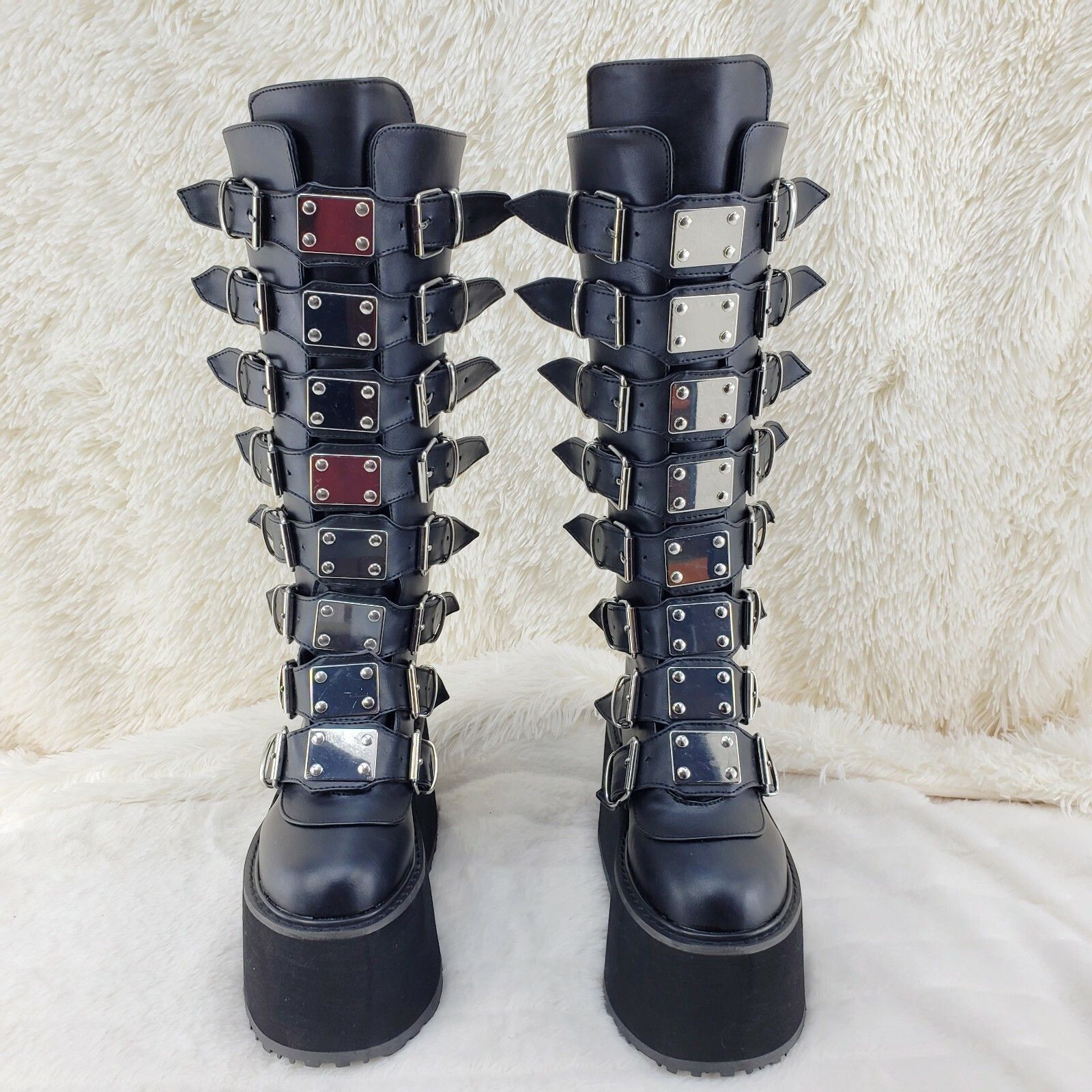 Demonia Cult DEMONIA Damned 318 Multi Strap Goth Punk Rock Platform Boots Size US 6 / IT 36 - 7 Thumbnail