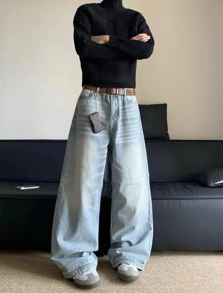 Japanese Brand Vintage washed high street style baggy jeans Size US 32 / EU 48 - 4 Thumbnail