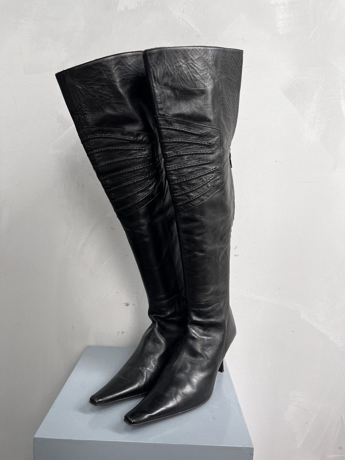 Hysteric Glamour Y2K HIGH LETHER BALENCIAGA STYLE BOOTS HEEL WOMAN Size US 9 / IT 39 - 1 Thumbnail