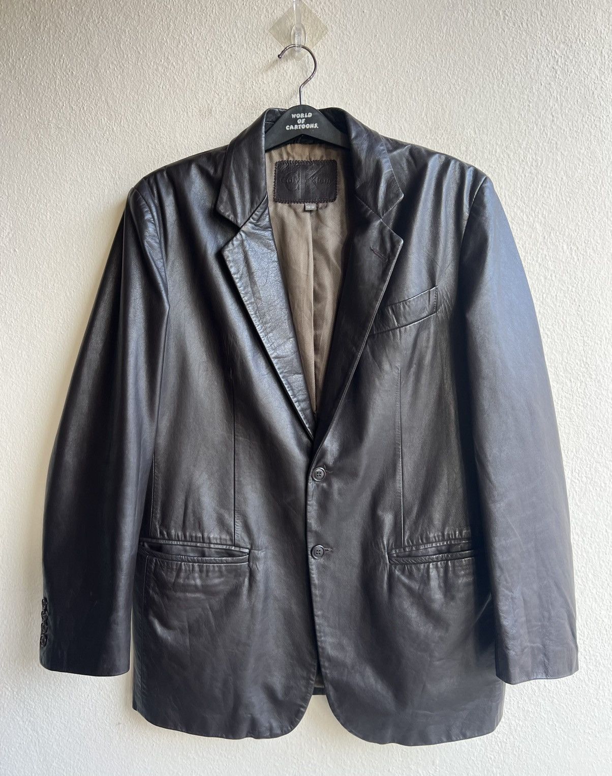 Calvin Klein Vintage CK Calvin Klein Italy Leather Coat Blazer Jacket Size US M / EU 48-50 / 2 - 1 Thumbnail