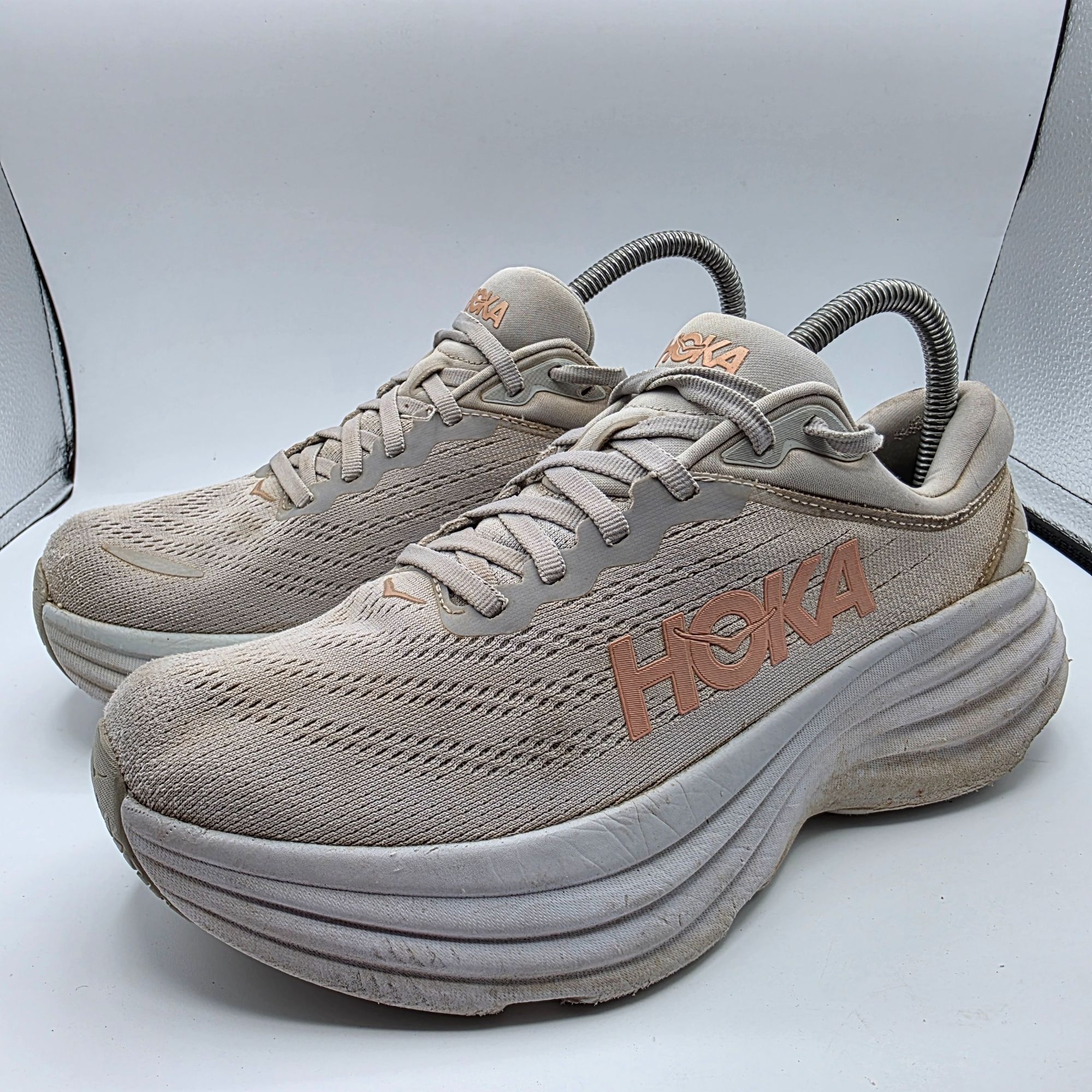Hoka Hoka One One Bondi 8 Womens Size 8.5 B Gray White Athletic R Size US 8 / IT 38 - 4 Thumbnail