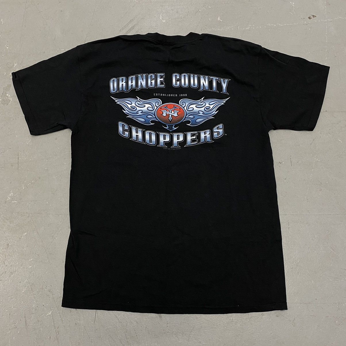 Harley Davidson × Japanese Brand × Vintage Vtg Y2K Orange County Choppers Gothic Buker Flame Tee Size US L / EU 52-54 / 3 - 6 Thumbnail