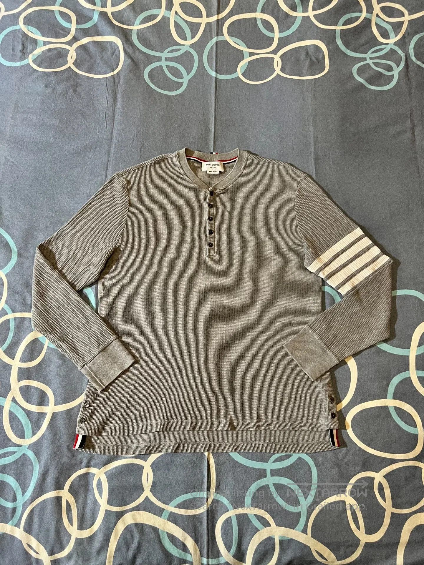 Thom Browne Thom Browne 4-Bar Waffle Henley Sweatshirt. Size US L / EU 52-54 / 3 - 1 Thumbnail