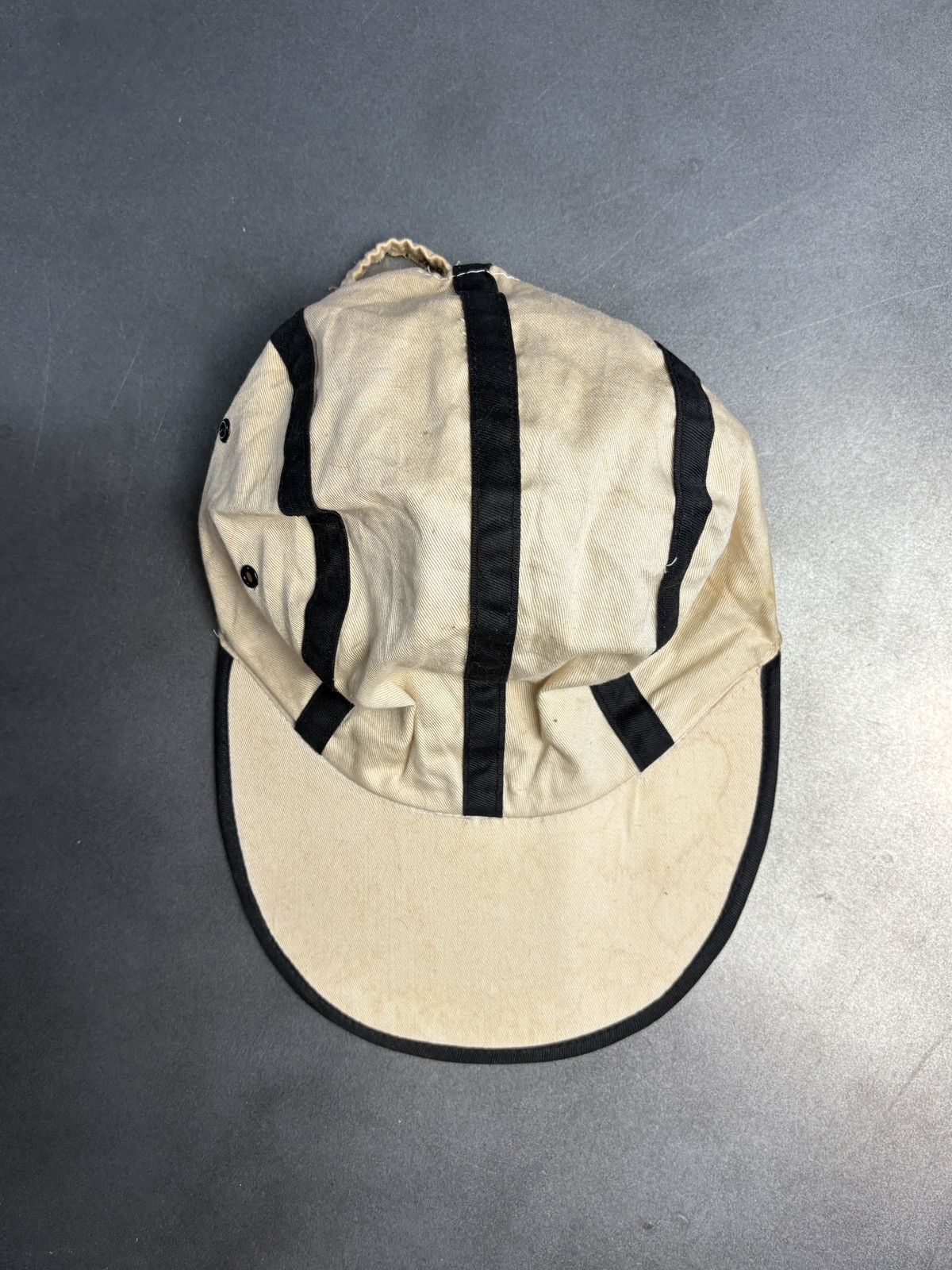 Vintage 1980s Vintage Hat Elastic Fitted Cap 1970s Stripe Long Brim Size ONE SIZE - 2 Thumbnail