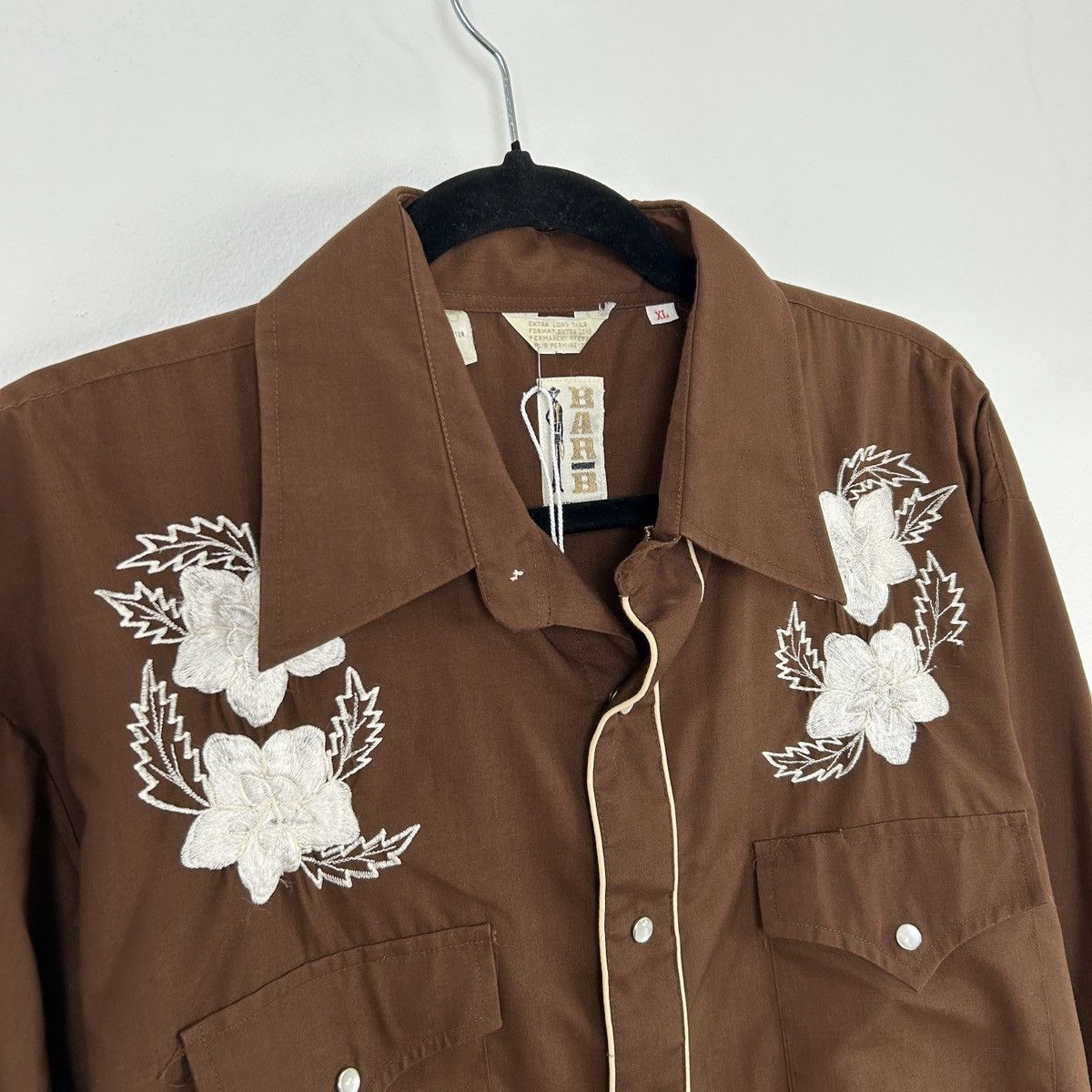 Other 1970s BARB Western Wear Pearl Snap Brown Shirt Size US XL / EU 56 / 4 - 2 Thumbnail