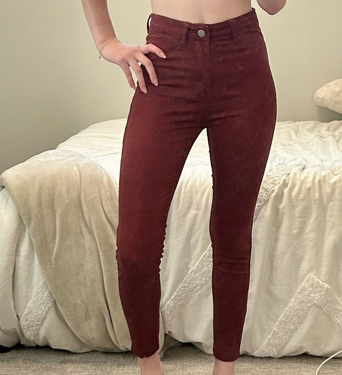 Shein maroon shein skinny jeans Size 26" / US 2 / IT 38 - 1 Thumbnail