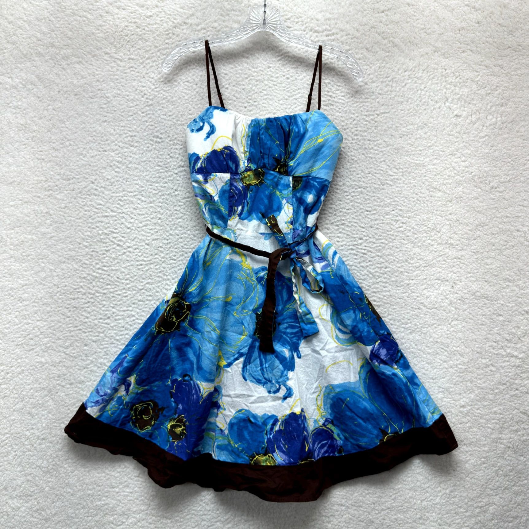 Vintage VINTAGE Ruby Rox Y2K Dress Day Dress A-Line 60s Retro Mod Cotton Blue Floral Size 8 Medium Womens Girls Size M / US 6-8 / IT 42-44 - 2 Thumbnail