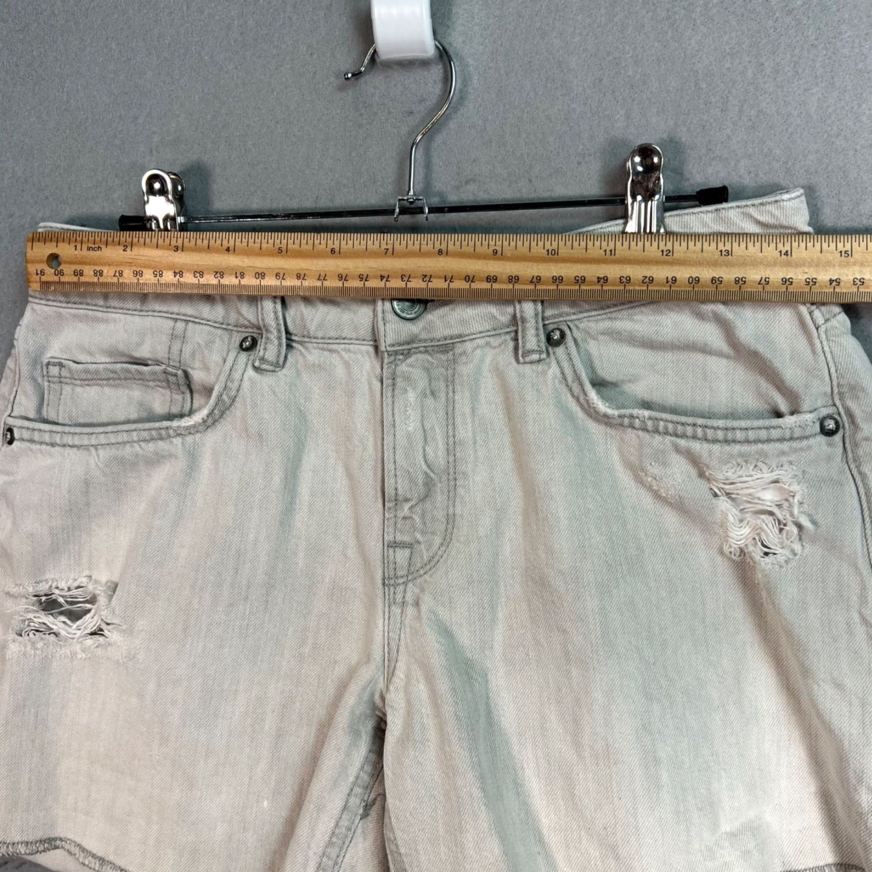 Allsaints VINTAGE AllSaints Womens Denim Shorts Casual Cut-Off Size 29 Light Grey Summer Spring Size 29" - 5 Thumbnail