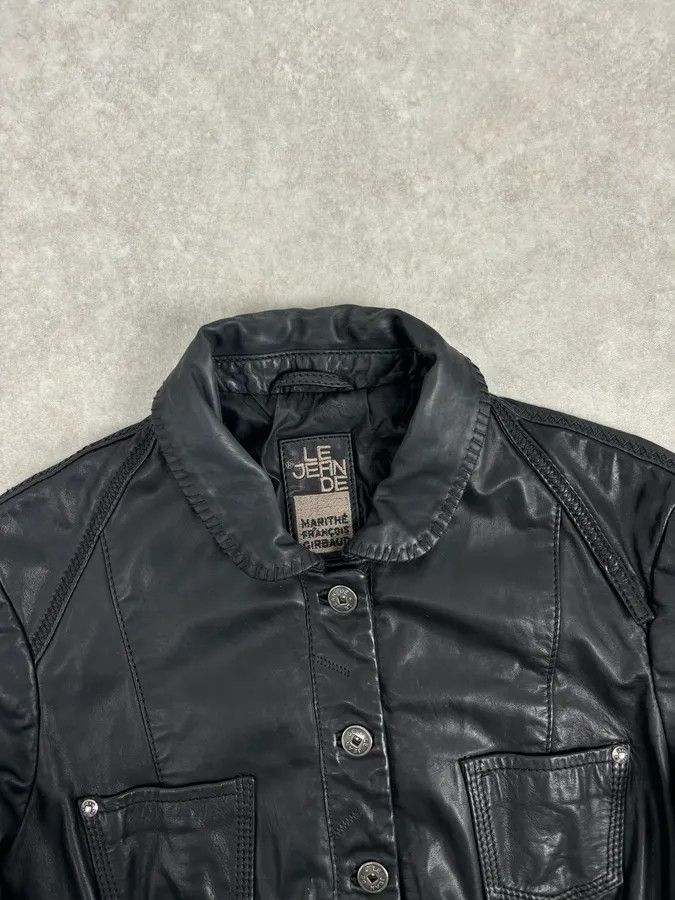 Marithe + Francois Girbaud 2000s Marithé + François Girbaud Black Buttoned Modern Leather Jacket Size S / US 4 / IT 40 - 4 Thumbnail