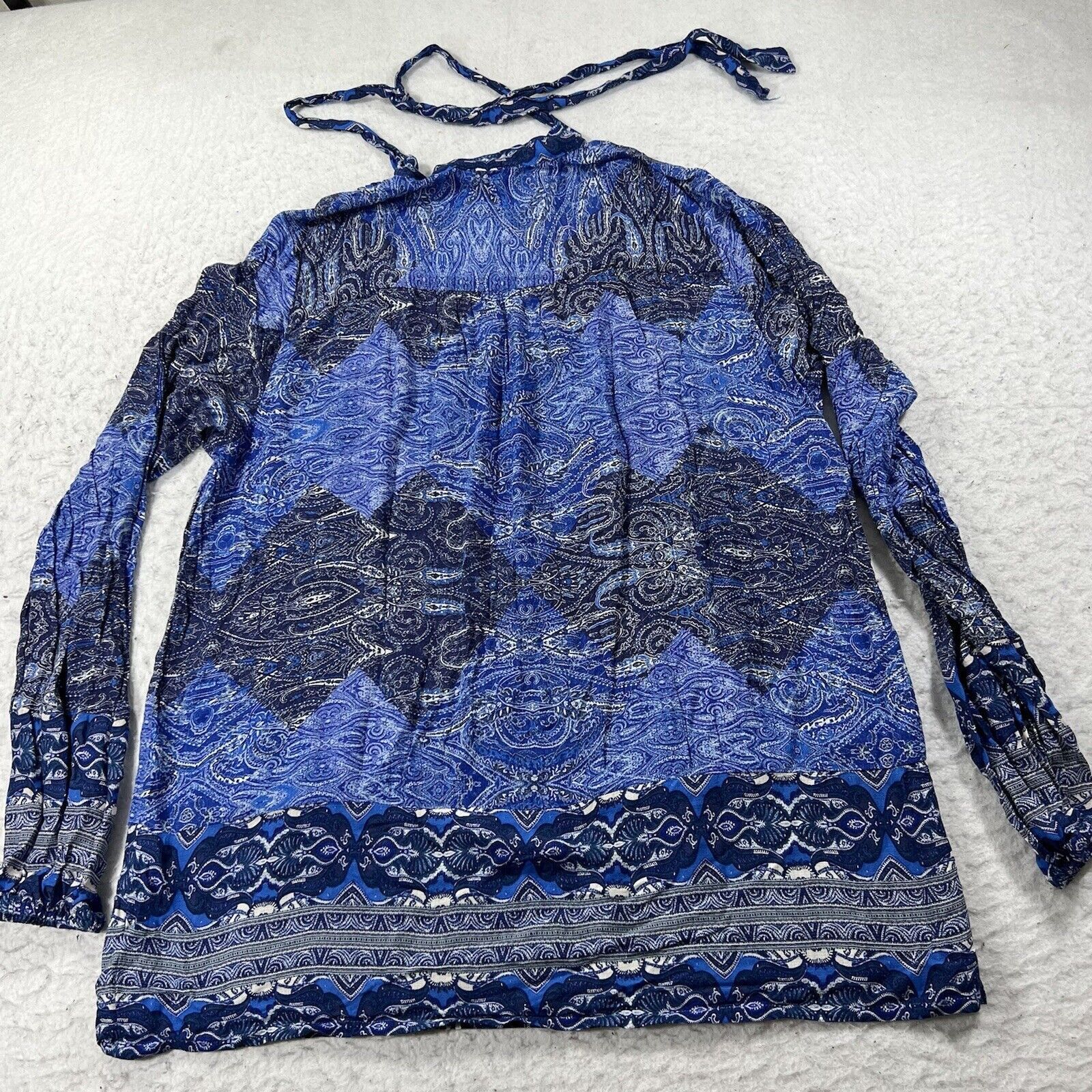 Lucky Brand Lucky Brand Blue & White Blouse Lightweight Top Size M / US 6-8 / IT 42-44 - 8 Thumbnail