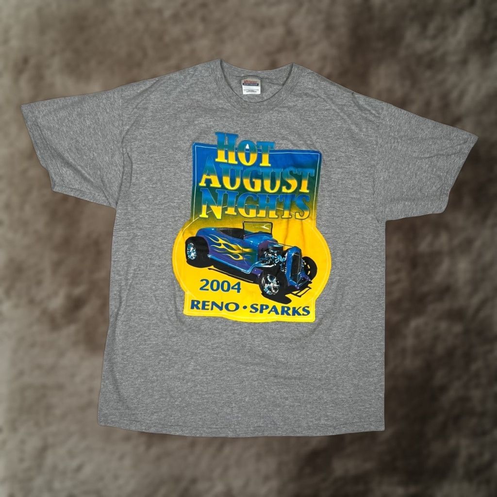 Port & Company VINTAGE Hot August Nights Shirt Mens XL Gray 2004 Reno Sparks Classic Car Tee Size US XL / EU 56 / 4 - 1 Thumbnail