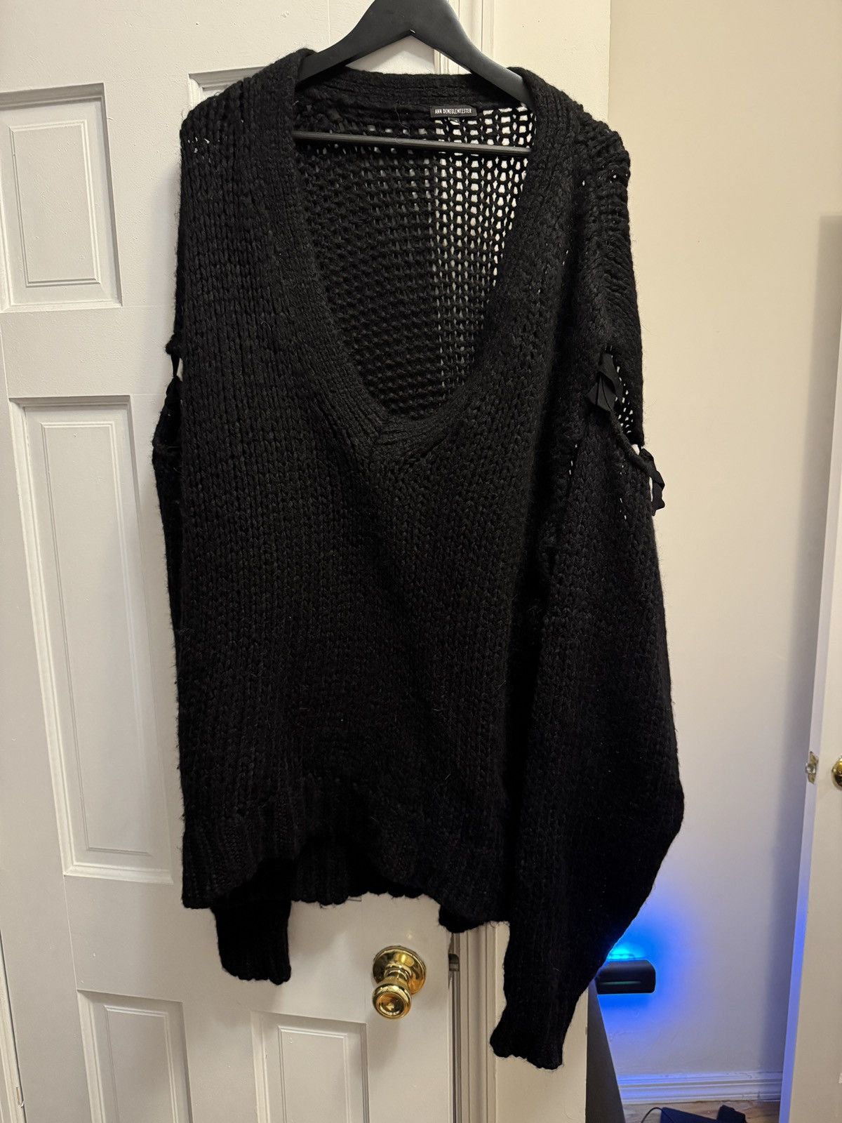Ann Demeulemeester Fw19 rare oversized black alpaca detachable sweater Size US M / EU 48-50 / 2 - 2 Thumbnail