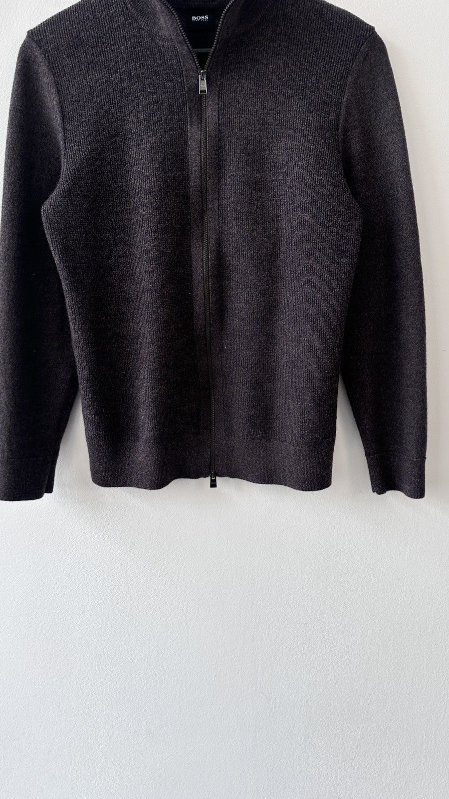 Hugo Boss Hugo Boss Zip Up Knit Jumper S Regular Fit Brown Virgin Wool Size US S / EU 44-46 / 1 - 5 Thumbnail