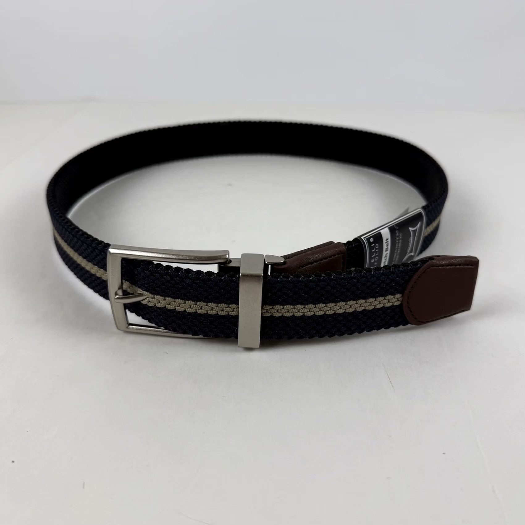 Perry Ellis Perry Ellis Portfolio Men's Reversible Belt Woven Webbed Black Blue Size 36 Size 36 - 2 Thumbnail