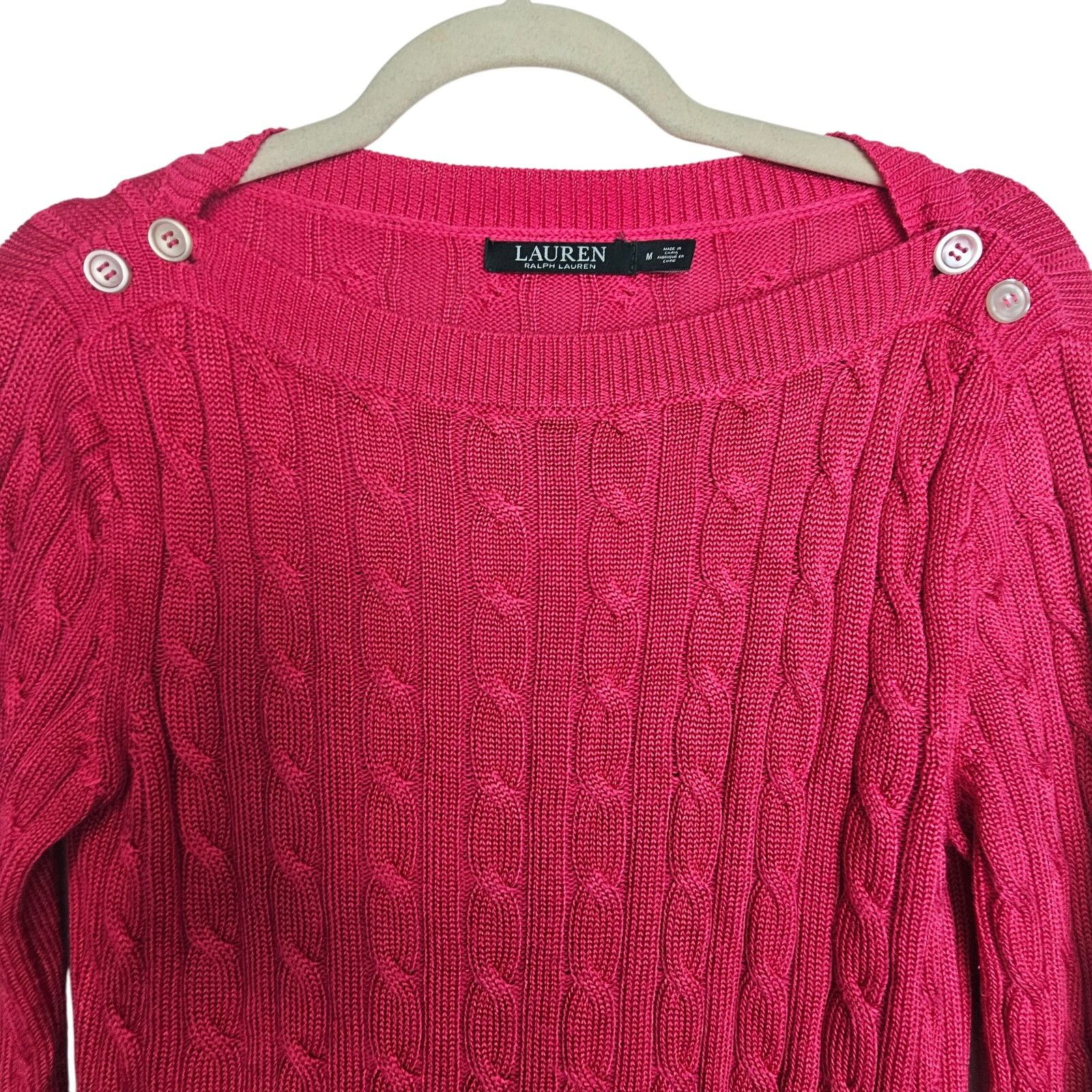 Lauren Ralph Lauren Lauren Ralph Lauren Womens Cable Knit Sweater Size M Preppy Size M / US 6-8 / IT 42-44 - 2 Thumbnail