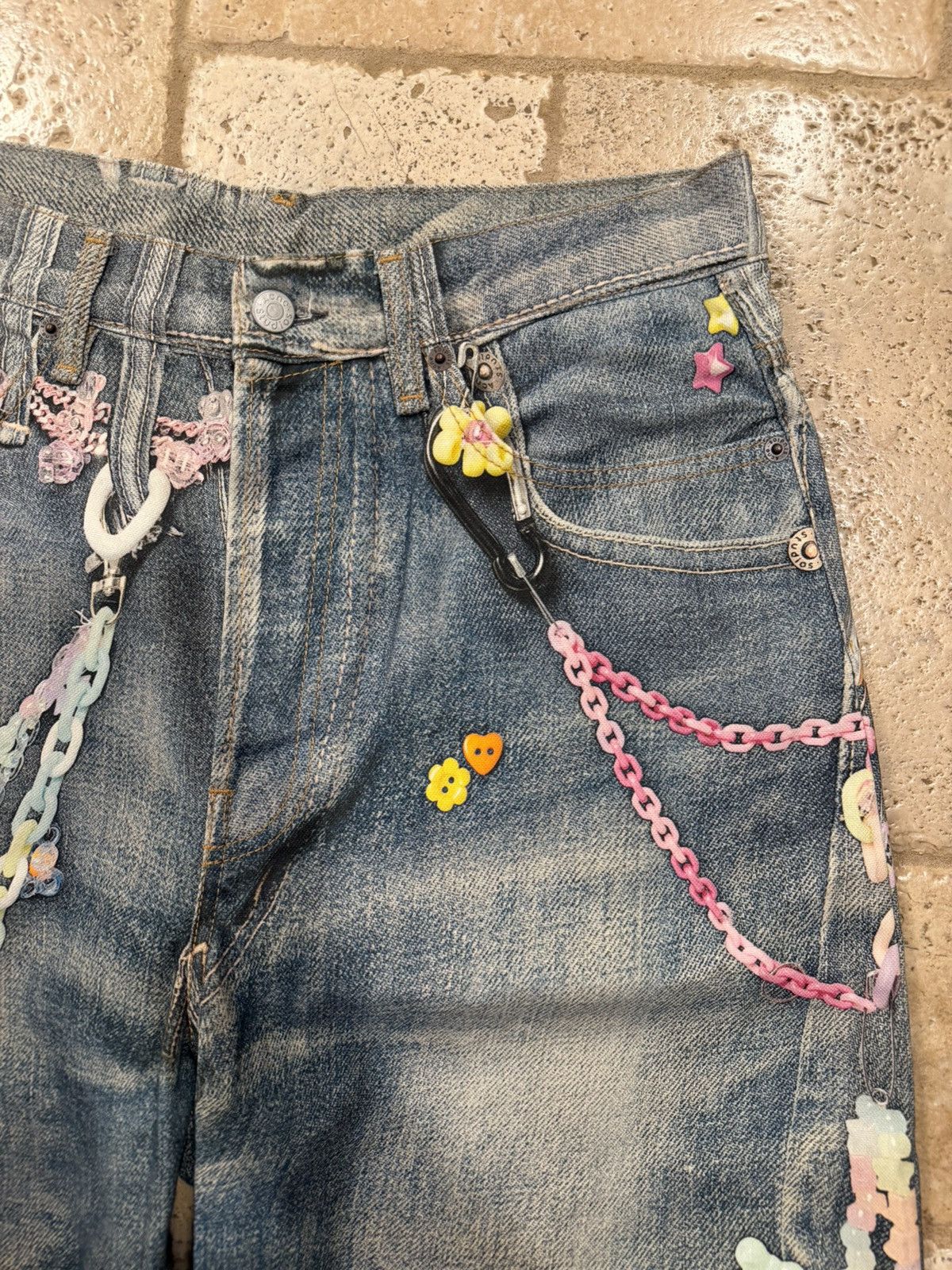 Acne Studios Acnes Studios SS25 Trompe L’Oeil Keychain Blue Denim Shorts Size US 30 / EU 46 - 3 Thumbnail