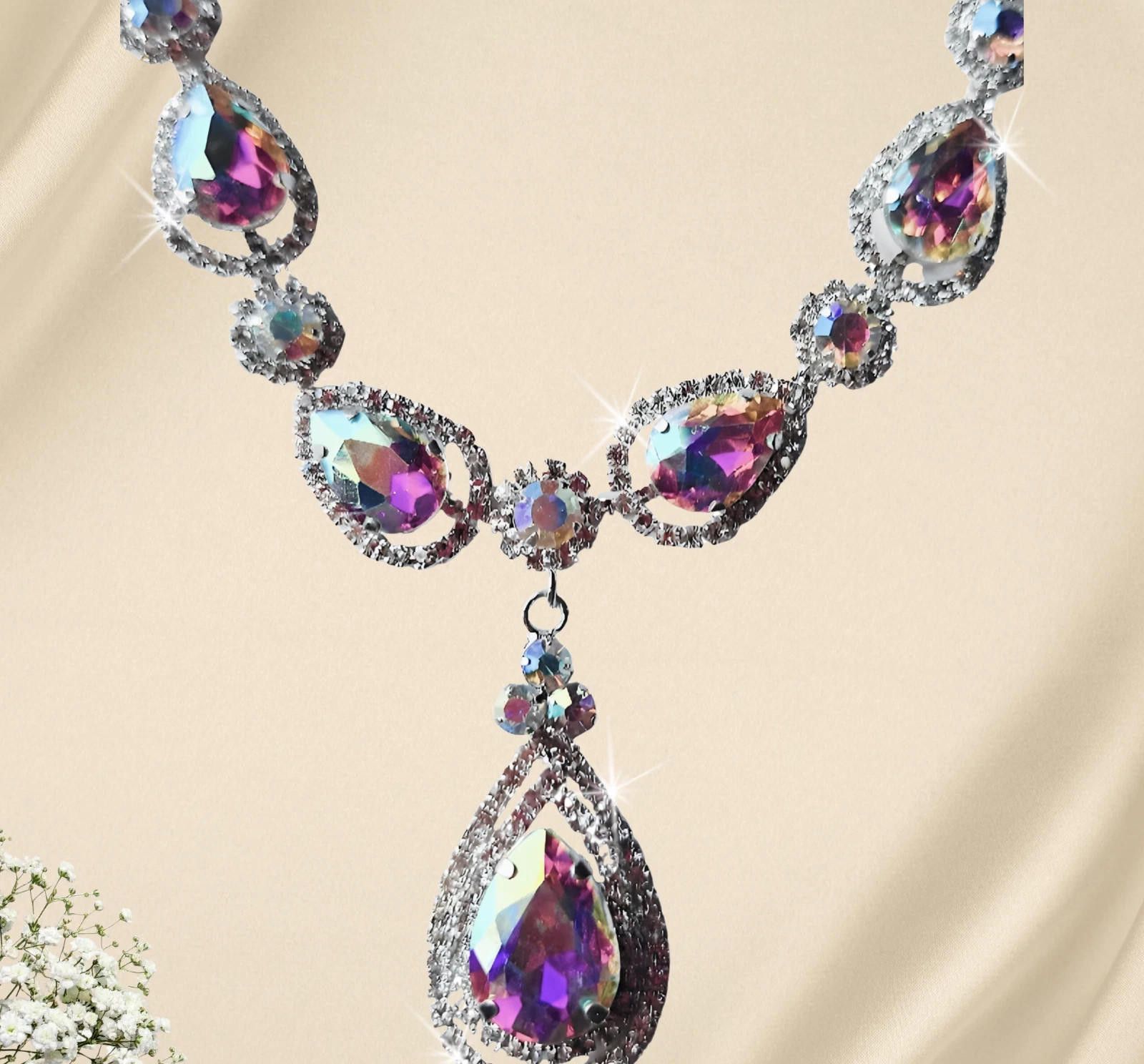 Other Necklace Rhinestone Adjustable Iridescent Pageant Prom 18" Size ONE SIZE - 1 Thumbnail