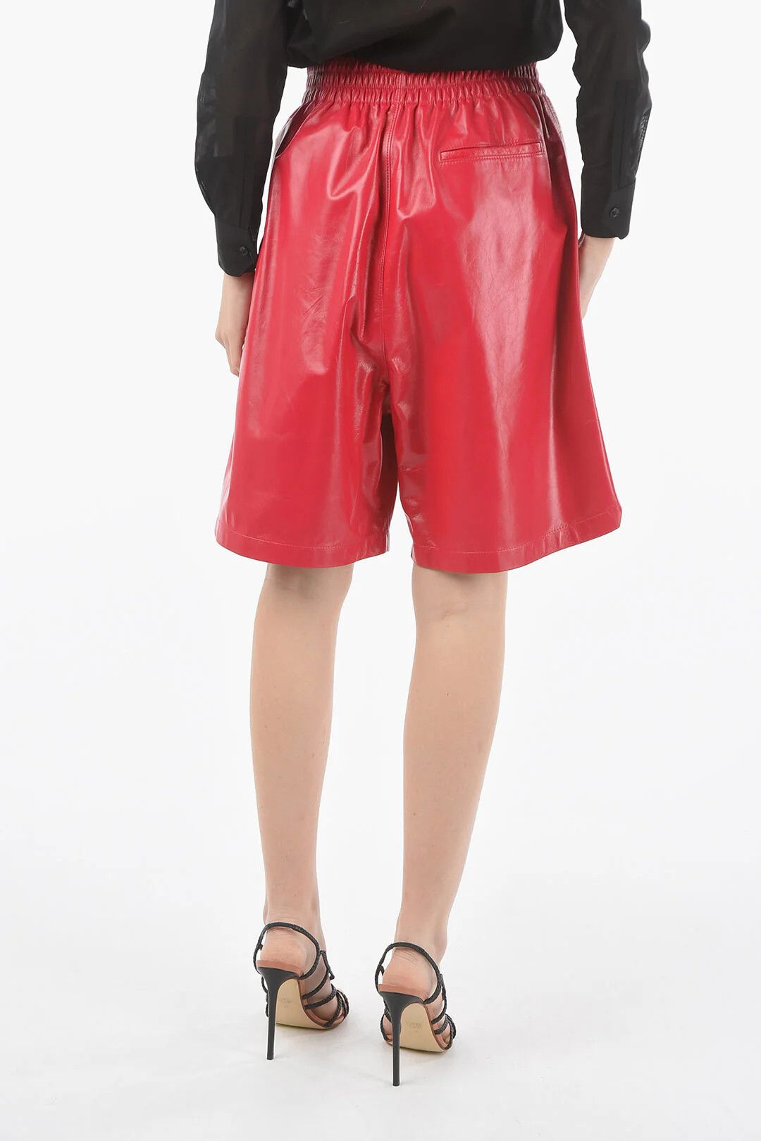 Bottega Veneta og1mm0426 Unlined Shiny Leather Bermuda Short in Pink Size 28" / US 6 / IT 42 - 2 Thumbnail