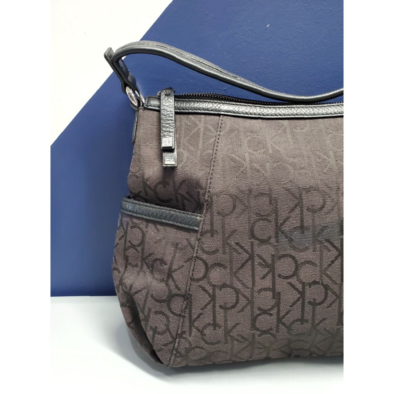 Calvin Klein Calvin Klein Hobo Bag Womens Black Canvas Shoulder Strap Silver Hardware Child? Size ONE SIZE - 3 Thumbnail